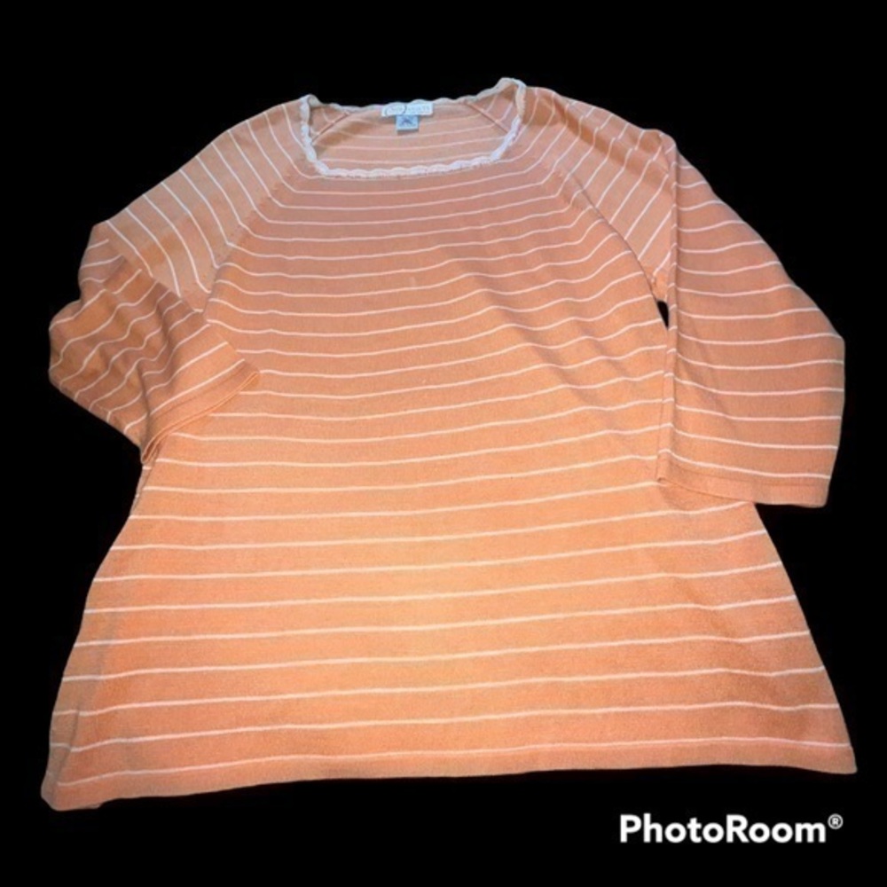 Vintage Diane Von Furstenberg silk striped shirt with lace accents
